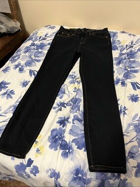 J. Crew Blue Straight-Leg Jeans with Gold Stitching